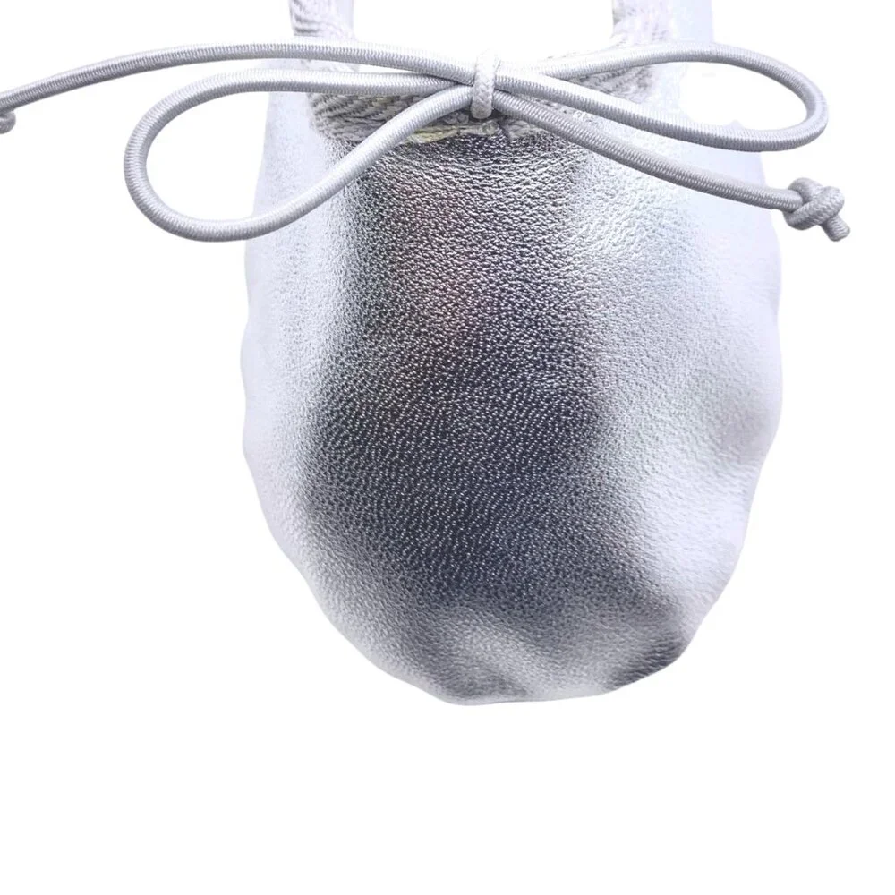 Little Girls Metallic Silver Ballet Slippers 2 Shoes Slip On Wedding Party Dance
